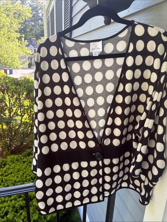 Sara Campbell Jackets & Blazers - Sara Campbell Black & Cream Polka Dot Single-Button Blazer